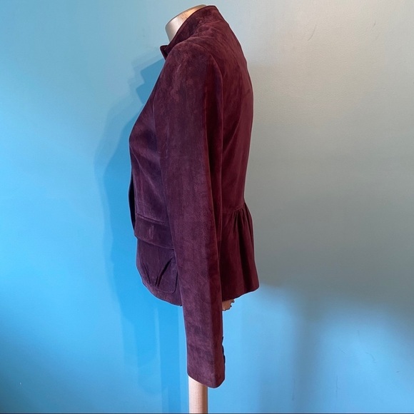 Women’s purple suede fitted button up Moto jacket in size 6 - Picture 3 of 7